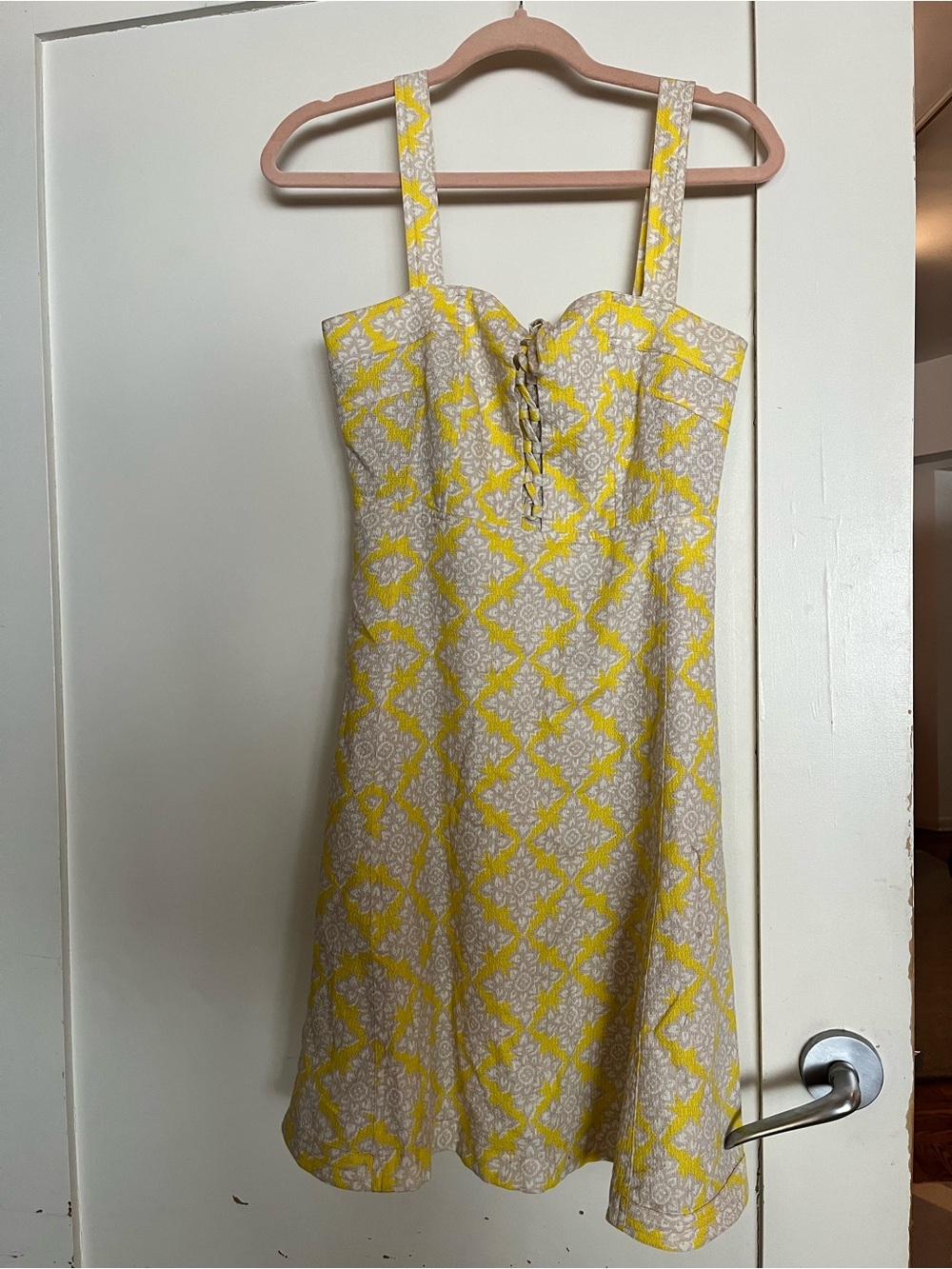 Diane Von Furstenberg Yellow Lace-Up Midi Dress